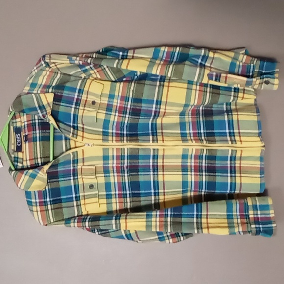 Chaps Long Sleeve Yellow Plaid Full Zip Top Size M - Picture 1 of 7